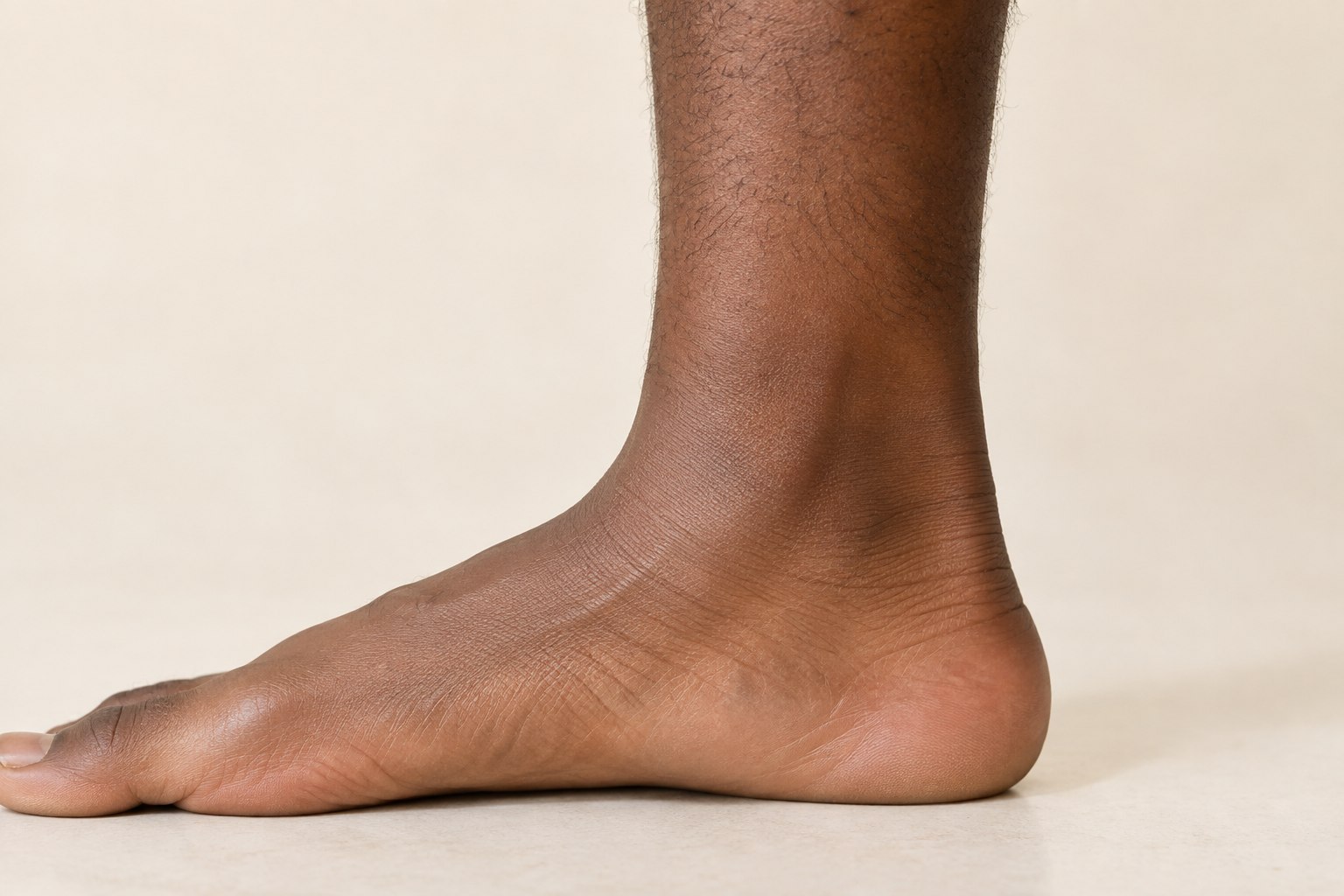 Ankle placement reference, male adult AI model, no tattoo applied